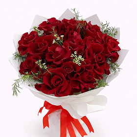 Classic Romance – 21 Red Roses White Wrap