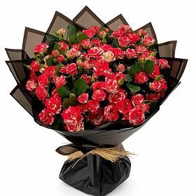 Red Fireworks Bouquet Black Wrap