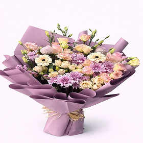Peach and purple bouquet