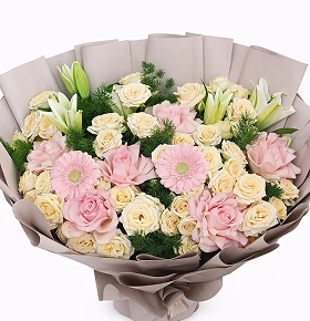 Romantic Peach & Pink Harmony Bouquet